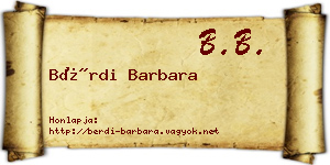 Bérdi Barbara névjegykártya