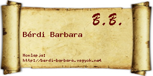 Bérdi Barbara névjegykártya